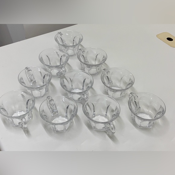 Lot of 10 Great Depression Era Vintage Hexagonal Flat Bottom Glass Punch Cups - Picture 2 of 16